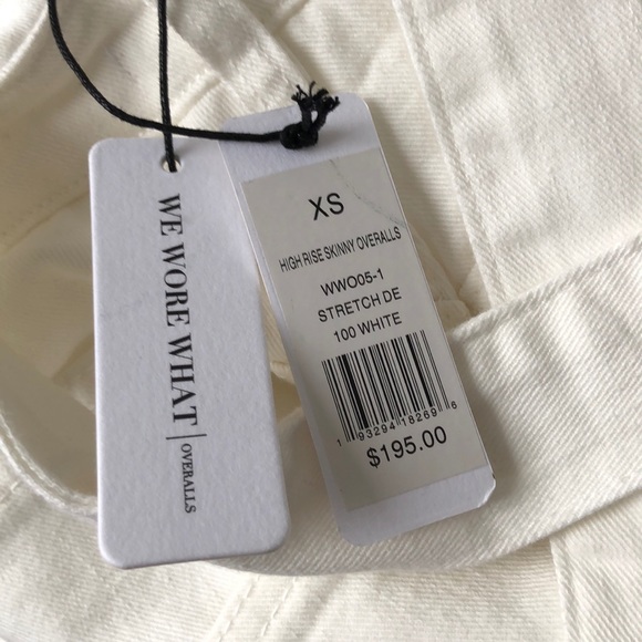 NWT WE WORE WHAT white hi rise skinny overalls XS - Picture 11 of 12
